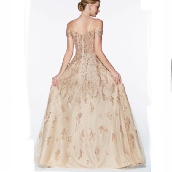 Cinderella Divine - KV1034 Beaded Lace Sweetheart Ballgown NWT size 4 Gold/Gold - Picture 2 of 15